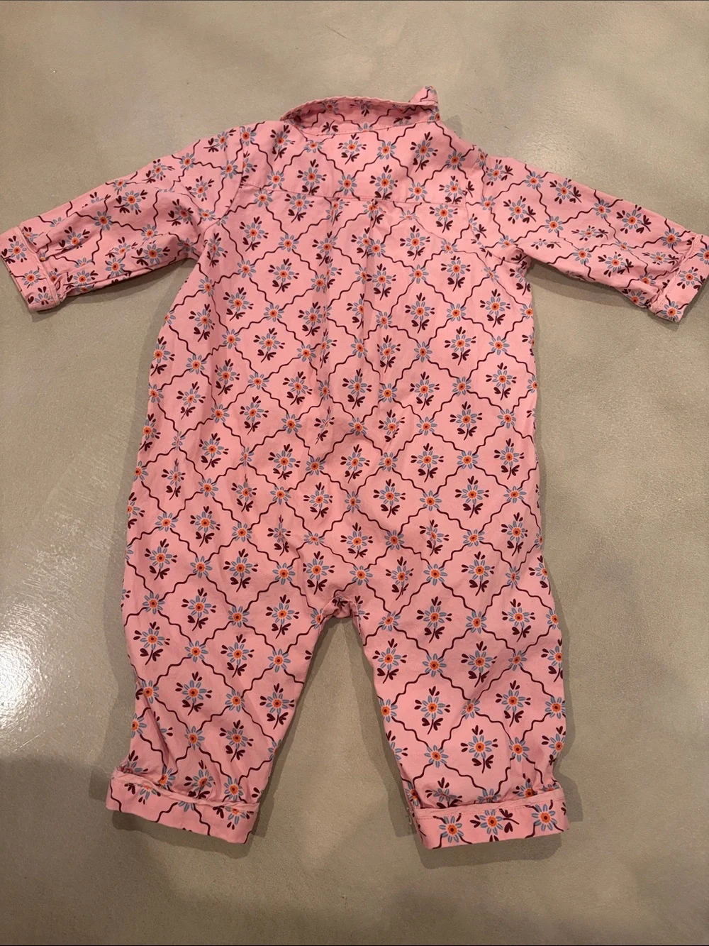 Hanna Andersson Pink Floral-Print Poplin sleeper One-Piece